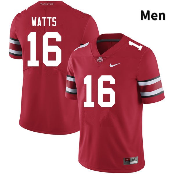 Ohio State Buckeyes Ryan Watts Men's #16 Scarlet Authentic Stitched College Football Jersey